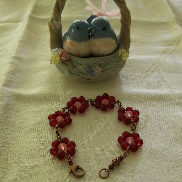 Copper WireWrapped Flower  Bracelet - Picture 2 of 3